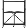VEVOR 3-Tier Foldable Storage Shelf, 30W x 13D x 36H Inch Folding Metal Rack Shelving Unit, No Assembly Organizer Shelf with 5 Wheels & 4 Hooks for Pantry, Kitchen, Garage, Basement, Black