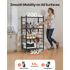 VEVOR 4-Tier Foldable Storage Shelf, 26W x 13D x 46H Inch Folding Metal Rack Shelving Unit, No Assembly Organizer Shelf with 5 Wheels & 4 Hooks for Pantry, Kitchen, Garage, Basement, Black
