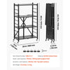 VEVOR 4-Tier Foldable Storage Shelf, 26W x 13D x 46H Inch Folding Metal Rack Shelving Unit, No Assembly Organizer Shelf with 5 Wheels & 4 Hooks for Pantry, Kitchen, Garage, Basement, Black