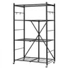 VEVOR 4-Tier Foldable Storage Shelf, 36W x 21D x 60H Inch Folding Metal Rack Shelving Unit, No Assembly Organizer Shelf with 5 Wheels & 4 Hooks for Pantry, Kitchen, Garage, Basement, Black
