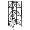 VEVOR 4-Tier Foldable Storage Shelf, 36W x 21D x 60H Inch Folding Metal Rack Shelving Unit, No Assembly Organizer Shelf with 5 Wheels & 4 Hooks for Pantry, Kitchen, Garage, Basement, Black