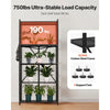 VEVOR 5-Tier Foldable Storage Shelf, 32W x 14D x 72H Inch Folding Metal Rack Shelving Unit, No Assembly Organizer Shelf with 5 Wheels & 4 Hooks for Pantry, Kitchen, Garage, Basement, Black