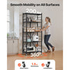 VEVOR 5-Tier Foldable Storage Shelf, 28W x 13D x 66H Inch Folding Metal Rack Shelving Unit, No Assembly Organizer Shelf with 5 Wheels & 4 Hooks for Pantry, Kitchen, Garage, Basement, Black
