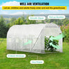 VEVOR 15 x 6.5 x 7 ft Walk-in Tunnel Greenhouse, Portable Plant Hot House with Galvanized Steel Hoops, 1 Top Beam, Diagonal Poles, Zippered Door & 8 Roll-up Windows, White
