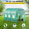 VEVOR Walk-in Tunnel Greenhouse, 9.8 x 6.6 x 6.6 ft Portable Plant Hot House with Galvanized Steel Hoops, 1 Top Beam, Diagonal Poles, Zippered Door & 6 Roll-up Windows, Green