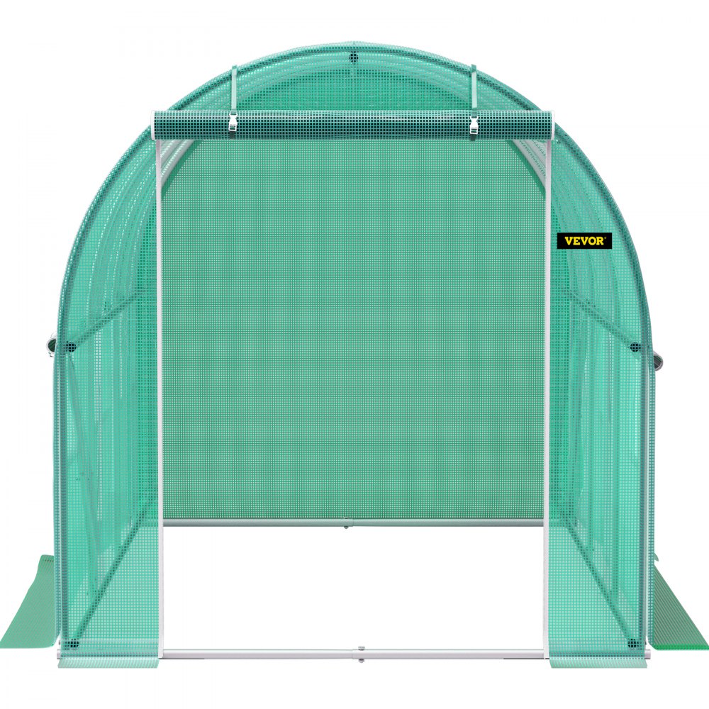 VEVOR Walk-in Tunnel Greenhouse, 9.8 x 6.6 x 6.6 ft Portable Plant Hot House with Galvanized Steel Hoops, 1 Top Beam, Diagonal Poles, Zippered Door & 6 Roll-up Windows, Green