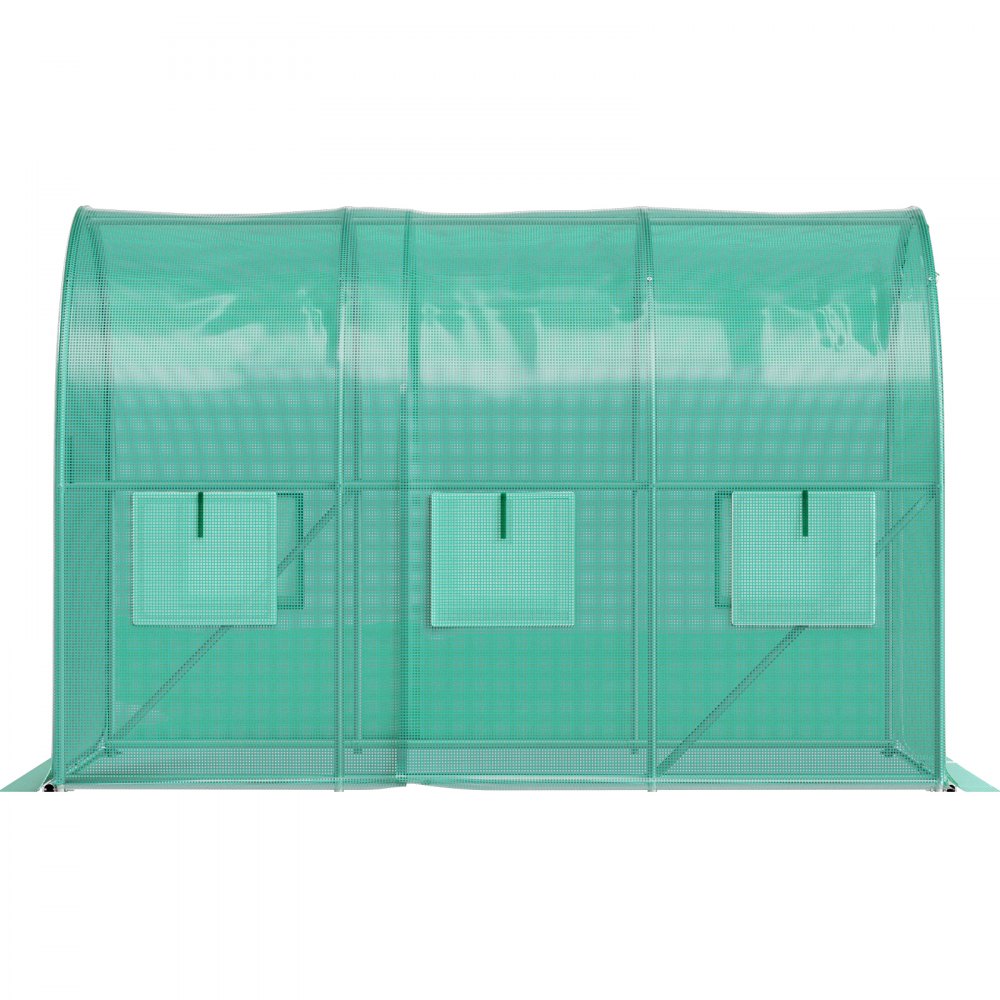 VEVOR Walk-in Tunnel Greenhouse, 9.8 x 6.6 x 6.6 ft Portable Plant Hot House with Galvanized Steel Hoops, 1 Top Beam, Diagonal Poles, Zippered Door & 6 Roll-up Windows, Green