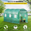 VEVOR 12 x 7 x 7 ft Walk-in Tunnel Greenhouse, Portable Plant Hot House with Galvanized Steel Hoops, 1 Top Beams, 2 Diagonal Poles, 1 Zippered Door & 6 Roll-up Windows, Green