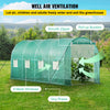 VEVOR Walk-in Tunnel Greenhouse, 15 x 7 x 7 ft Portable Plant Hot House with Galvanized Steel Hoops, 1 Top Beam, Diagonal Poles, Zippered Door & 8 Roll-up Windows, Green