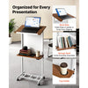 VEVOR Podium Stand, Adjustable Height Wooden Lectern Mobile Laptop Desk, for Schools, Churches and Events, 40-49 inch, Portable Presentation Lectern Stand with Storage Shelf, Book Stop and Cup Holder
