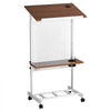 VEVOR Podium Stand, Adjustable Height Wooden Lectern Mobile Laptop Desk, for Schools, Churches and Events, 40-49 inch, Portable Presentation Lectern Stand with Storage Shelf, Book Stop and Cup Holder