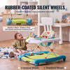VEVOR 4-in-1 Baby Walker, Foldable Baby Activity Center on Wheels, 3 Adjustable Height, Music & Toys Tray, Learning-Seated | Walk-Behind | Rocker | Bouncer Toddler Walker for Girls Boys 6-24 Months