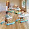VEVOR 4-in-1 Baby Walker, Foldable Baby Activity Center on Wheels, 3 Adjustable Height, Music & Toys Tray, Learning-Seated | Walk-Behind | Rocker | Bouncer Toddler Walker for Girls Boys 6-24 Months