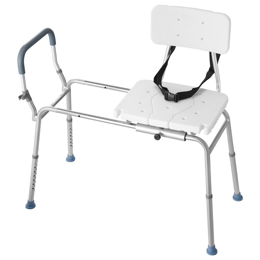 VEVOR Sliding Shower Chair, 400 lbs Capacity Tub Transfer Bench for Bathtub, Heavy Duty Shower Bench with Arms and Backrest, Height Adjustable Seat for Handicap, Adults, Seniors, Elderly and Disabled