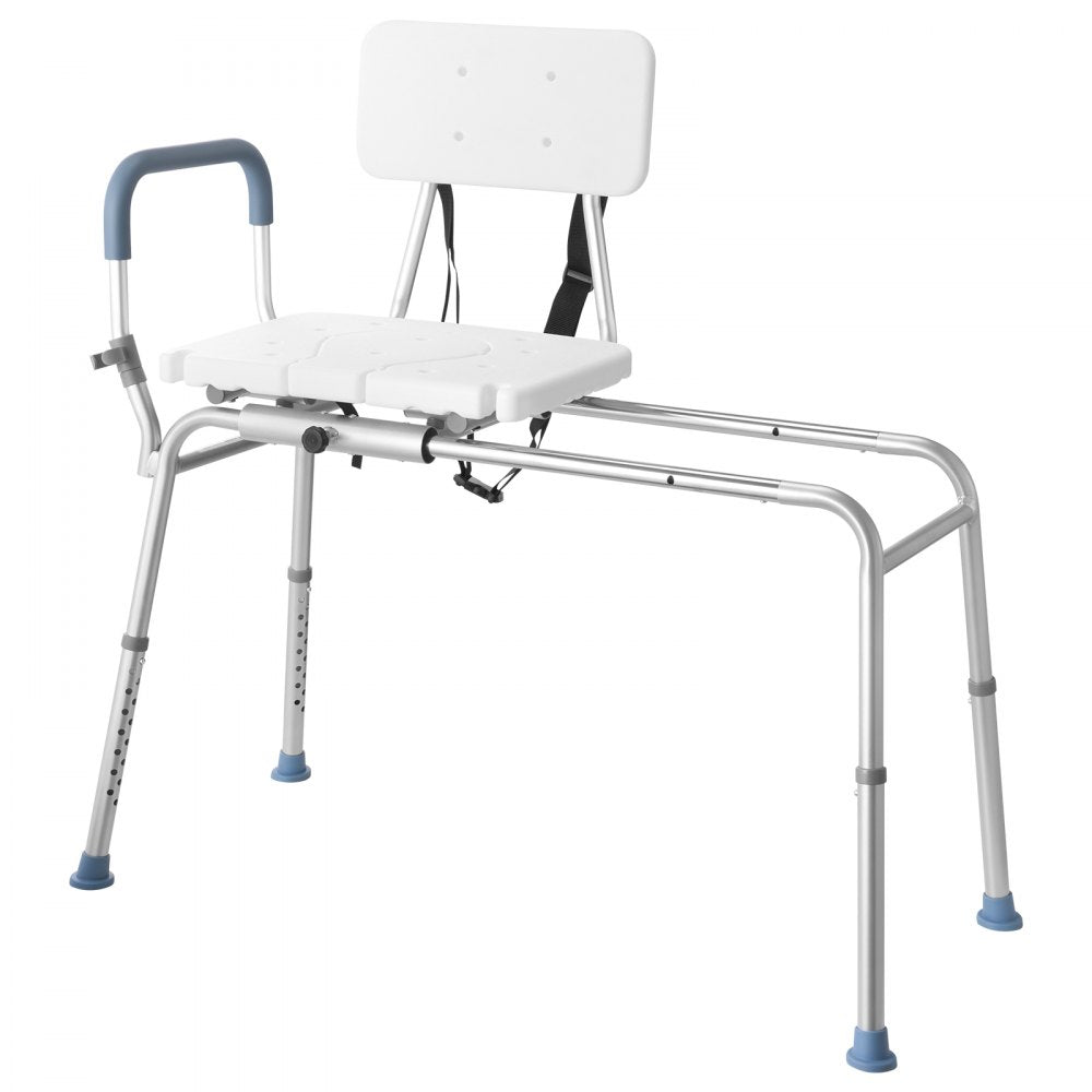 VEVOR Sliding Shower Chair, 400 lbs Capacity Tub Transfer Bench for Bathtub, Heavy Duty Shower Bench with Arms and Backrest, Height Adjustable Seat for Handicap, Adults, Seniors, Elderly and Disabled