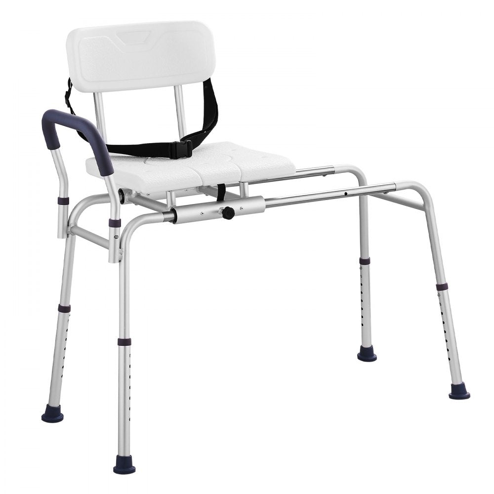 VEVOR Sliding Tub Transfer Bench, Height Adjustable Bathtub Transfer Bench with Cut-Out Seat, Reversible Backrest & Safety Belt, Non-Slip Shower Chair for Elderly Disabled Handicap, 400LBS Capacity