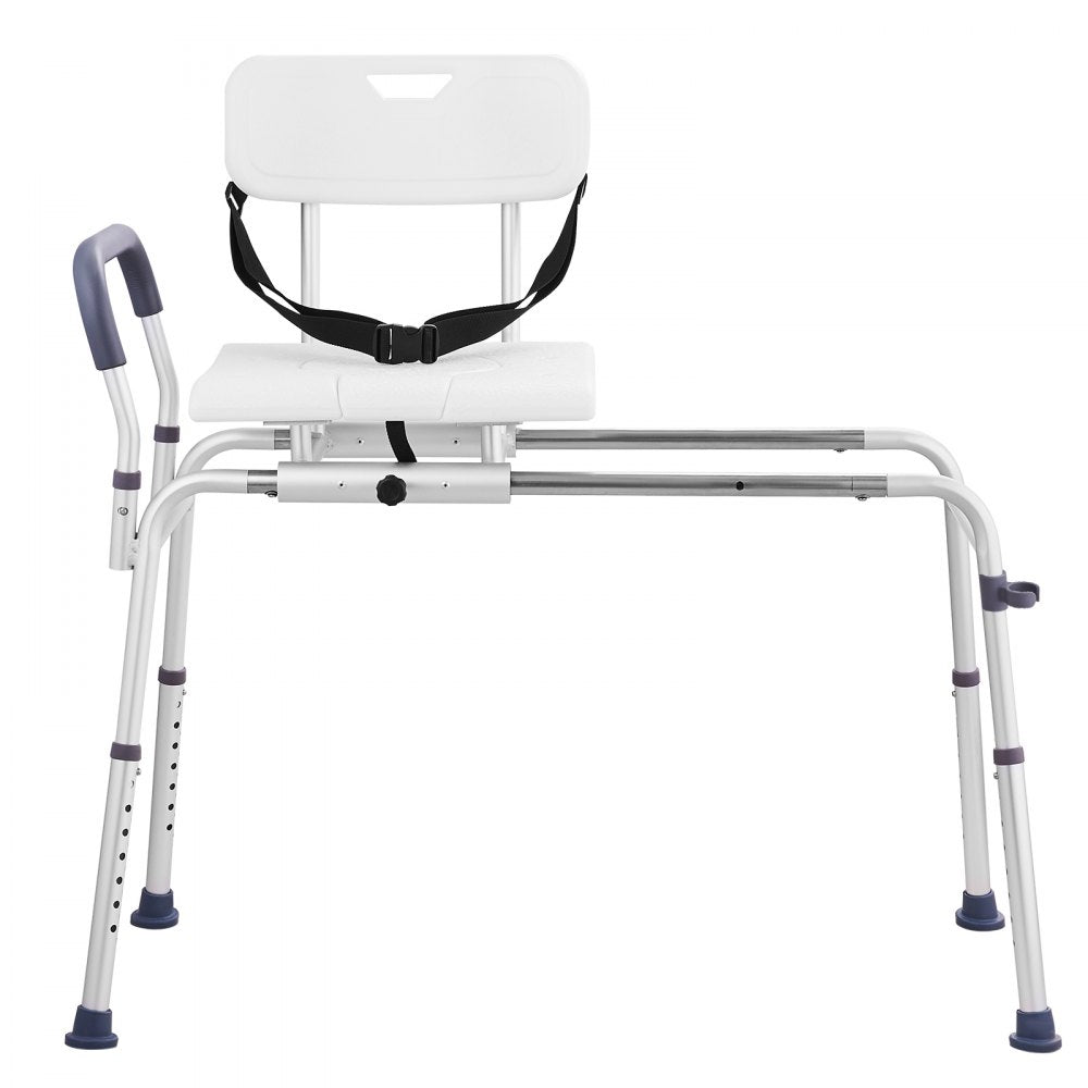 VEVOR Sliding Tub Transfer Bench, Height Adjustable Bathtub Transfer Bench with Cut-Out Seat, Reversible Backrest & Safety Belt, Non-Slip Shower Chair for Elderly Disabled Handicap, 400LBS Capacity