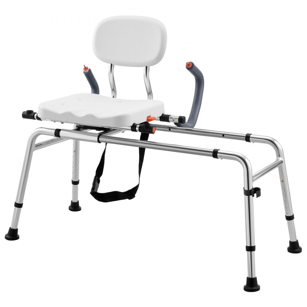 VEVOR Sliding Shower Chair, 400 lbs Tub Transfer Bench for Bathtub with Swivel Seat, Shower Bench with Pivoting Arms and Backrest, Height & Width Adjustable for Handicap, Seniors, Elderly and Disabled