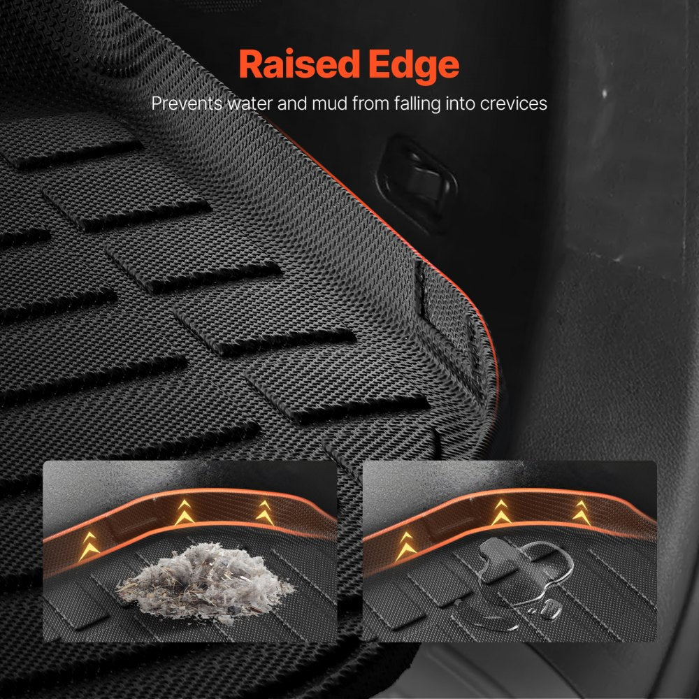 VEVOR Cargo Mats Compatible with Hyundai Palisade 2020-2024, Custom Fit TPE Cargo Liner Set for SUVs, Trunk and Rear Back Seat Protector Replacement, Black, Trunk Mat and Backrest Mats
