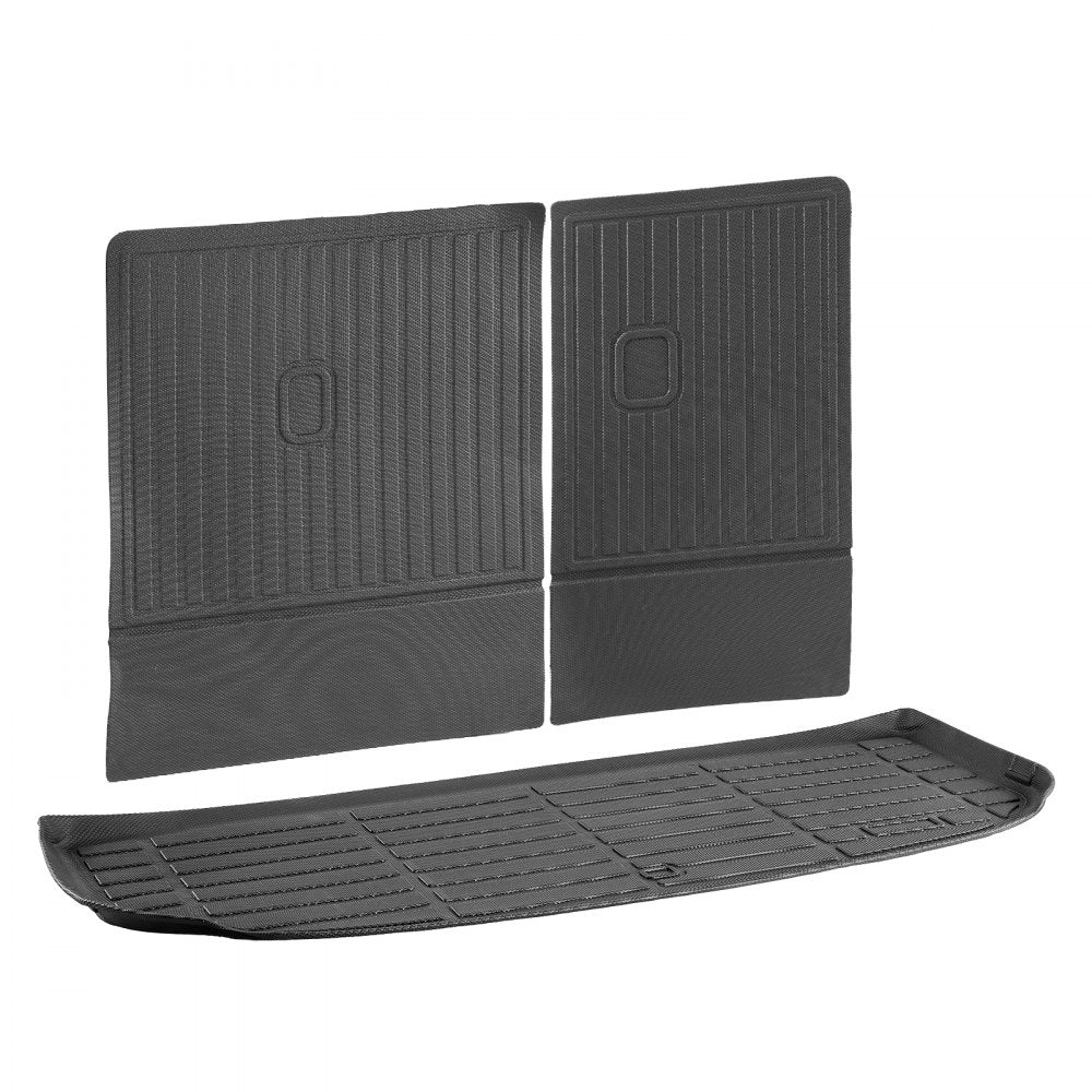 VEVOR Cargo Mats Compatible with Hyundai Palisade 2020-2024, Custom Fit TPE Cargo Liner Set for SUVs, Trunk and Rear Back Seat Protector Replacement, Black, Trunk Mat and Backrest Mats