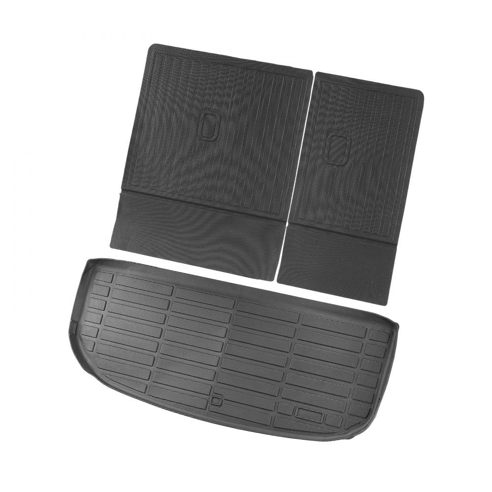 VEVOR Cargo Mats Compatible with Hyundai Palisade 2020-2024, Custom Fit TPE Cargo Liner Set for SUVs, Trunk and Rear Back Seat Protector Replacement, Black, Trunk Mat and Backrest Mats