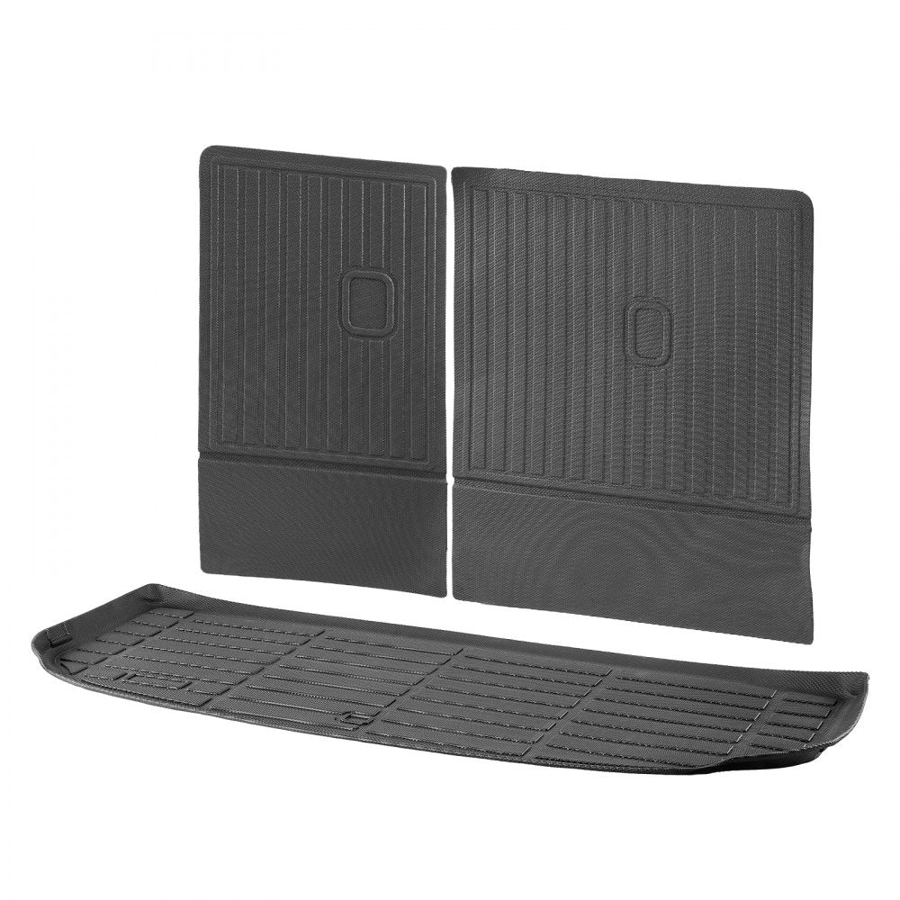 VEVOR Cargo Mats Compatible with Hyundai Palisade 2020-2024, Custom Fit TPE Cargo Liner Set for SUVs, Trunk and Rear Back Seat Protector Replacement, Black, Trunk Mat and Backrest Mats