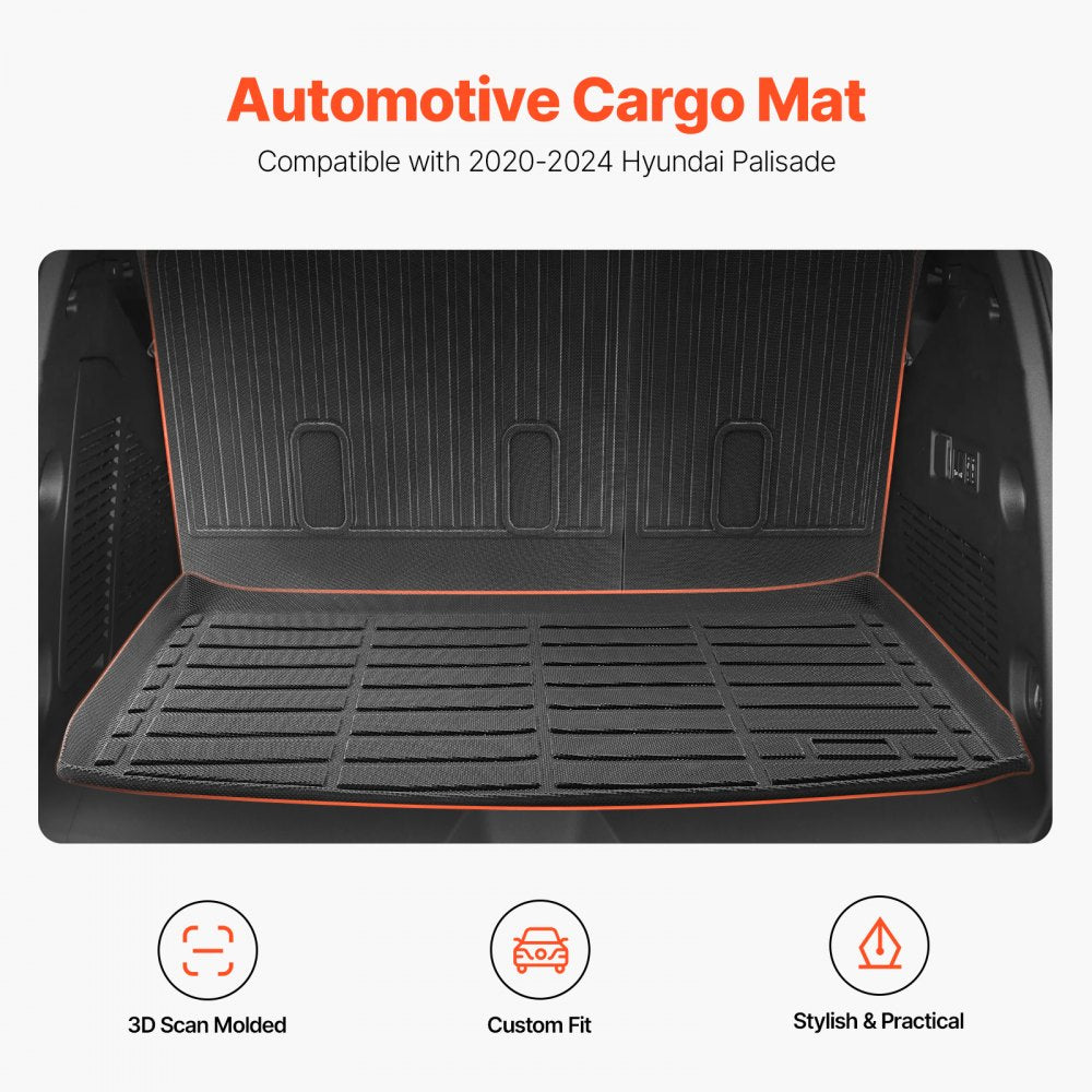 VEVOR Cargo Mats Compatible Chevrolet Tahoe & GMC Yukon 2021-2024, Custom Fit TPE Cargo Liner Set for SUVs, Trunk and Rear Back Seat Protector Replacement, Trunk Mat and Backrest Mats