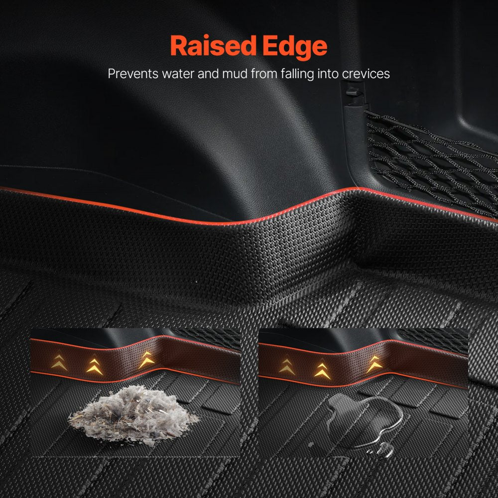VEVOR Cargo Mats Compatible with Toyota RAV4 2019-2024, Custom Fit TPE Cargo Liner Set for SUVs, Trunk and Rear Back Seat Protector Replacement, Black, Trunk Mat and Backrest Mats