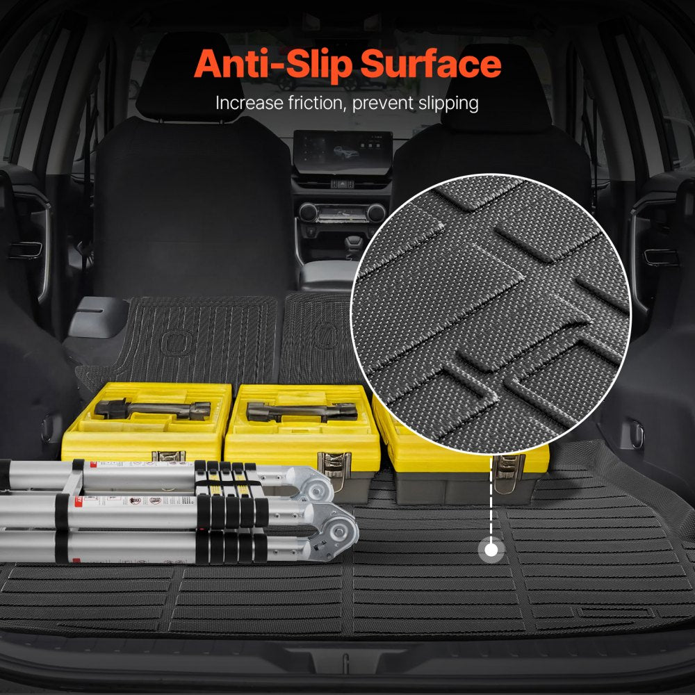 VEVOR Cargo Mats Compatible with Toyota RAV4 2019-2024, Custom Fit TPE Cargo Liner Set for SUVs, Trunk and Rear Back Seat Protector Replacement, Black, Trunk Mat and Backrest Mats