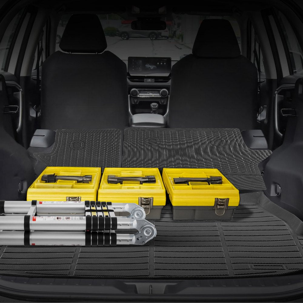 VEVOR Cargo Mats Compatible with Toyota RAV4 2019-2024, Custom Fit TPE Cargo Liner Set for SUVs, Trunk and Rear Back Seat Protector Replacement, Black, Trunk Mat and Backrest Mats