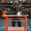 VEVOR Welding Table, 40" x 24" Welding Workbench Table with 800LBS Static Weight Capacity, Movable Steel Work Bench with 4 Wheels (2 with Brake), Double-Layer Storage Board and 5/8-inch Fixture Holes