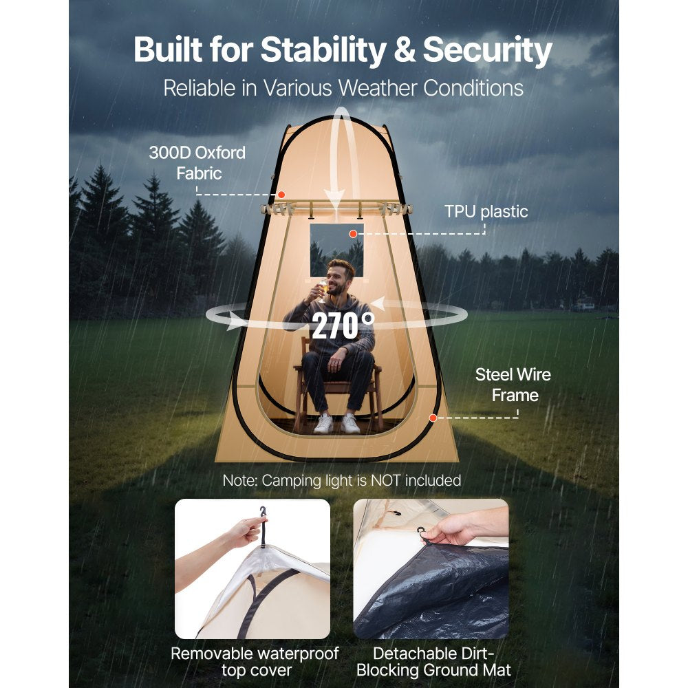 VEVOR Pop up Sports Tent, 47x47 in Clear Bubble Tent for 1 Person, Waterproof Outdoor Pod with Floor Mat & Top Cover, Garden Igloo Dome Tents Camping Shelter for Events Fishing Cheering