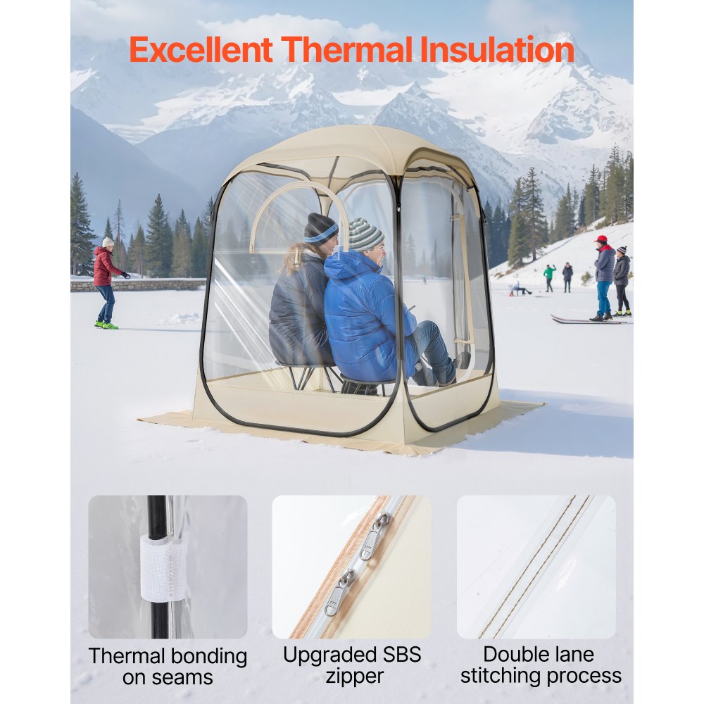 VEVOR Pop up Sports Tent, 50x50 in Clear Bubble Tent for 1 Person, Waterproof Outdoor Pod with Floor Mat & Top Cover, Garden Igloo Dome Tents Camping Shelter for Events Fishing Cheering