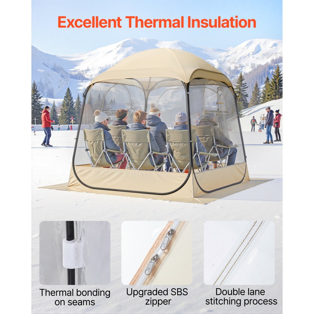 Pop up Sports Tent, 72x72 in Clear Bubble Tent for 2-4 Persons, Waterproof Outdoor Pod with Floor Mat & Top Cover, Garden Igloo Dome Tents Camping