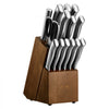 VEVOR Kitchen Knife Set with Block and Sharpener, 15 Piece German High Carbon Stainless Steel  Sharp Knife Set, Kitchen Cutlery with Ergonomic Handle, Sharpening Rod and Wooden Block, for Home Cooks