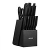 VEVOR Kitchen Knife Set with Block and Sharpener, 15 Piece German High Carbon Stainless Steel Knife Set, Kitchen Cutlery with PP Ergonomic Handle, Sharpening Rod and Wooden Block, for Home Cooks