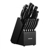 VEVOR Kitchen Knife Set with Block and Sharpener, 15 Piece High Carbon Stainless Steel Sharp Knife Set, Kitchen Cutlery with Crack-Resistant Handle, Sharpening Rod and Wooden Block, for Home Cooks