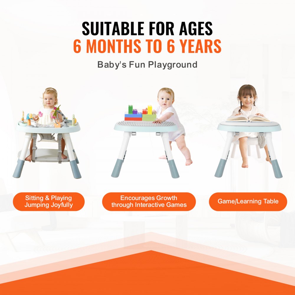 VEVOR Baby Activity Center, Interactive Play Center, 360° Rotating Seat & Adjustable Height, Toddler Jumper Bouncer & Play Table with Developmental Toys, Music Songs, For Age 6 Months and Up