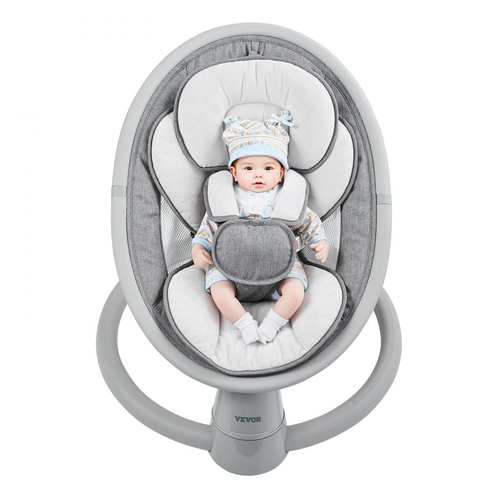 VEVOR Baby Swing, 5-Speed Baby Rocker Swing, Portable Infant Swing with Remote Control, Touch Panel, Bluetooth Music, 10 Preset Lullabies & 5-Point Safety Harness for 0-9 Month Boys Girls Up to 20lbs