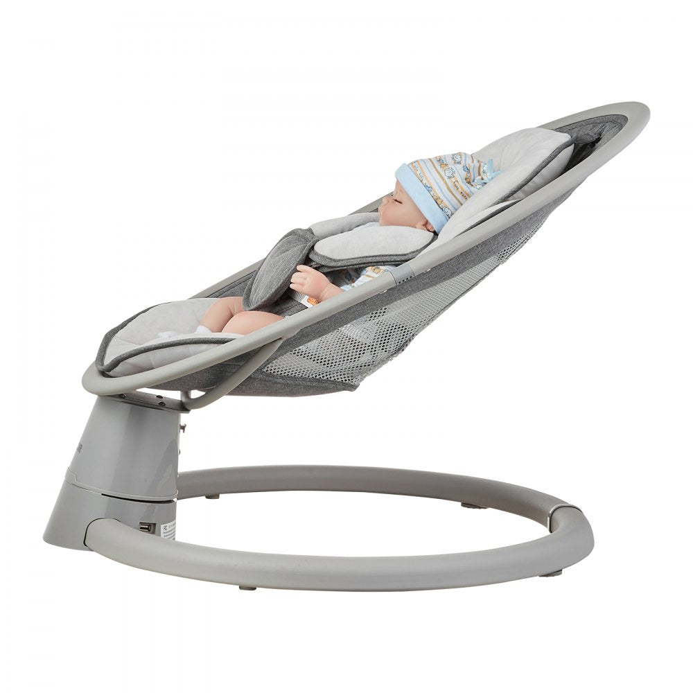 VEVOR Baby Swing, 5-Speed Baby Rocker Swing, Portable Infant Swing with Remote Control, Touch Panel, Bluetooth Music, 10 Preset Lullabies & 5-Point Safety Harness for 0-9 Month Boys Girls Up to 20lbs