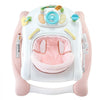 VEVOR 5-in-1 Baby Walker, Folding Baby Activity Center on Wheels, Height Adjustable Rocker Bouncer Walker with Comfortable High-Back Seat, Anti-Rollover Toddler Walking Helper for 6-24 Month Boy Girls