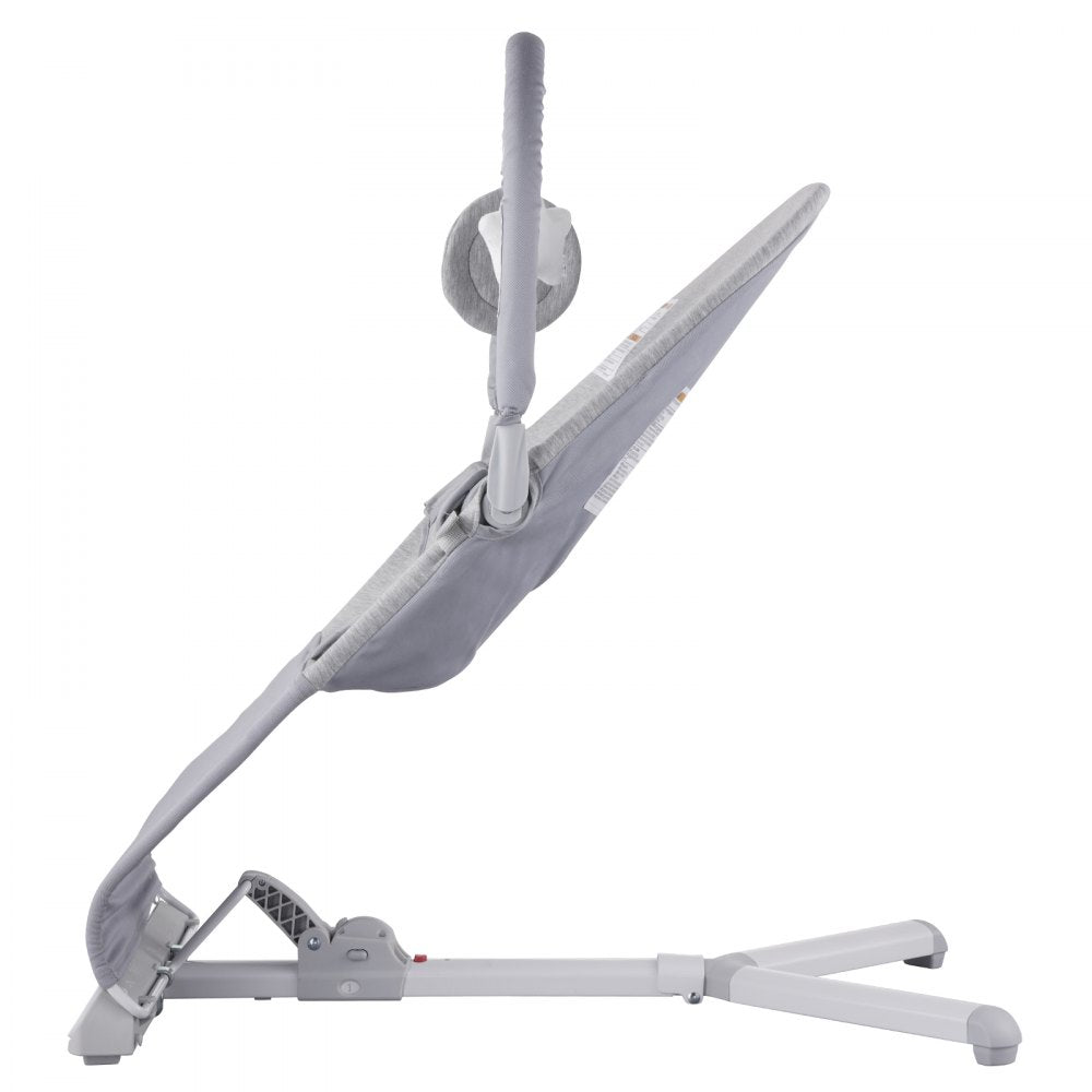 VEVOR Baby Bouncer, Folding Bouncer Seat for Babies 0-9 Months, Newborn Bouncer Chair with 2 Reclining Angles & Rotatable Toy Bar, Portable Infant Rocker with Travel Bag for Indoor Outdoor, Light Gray
