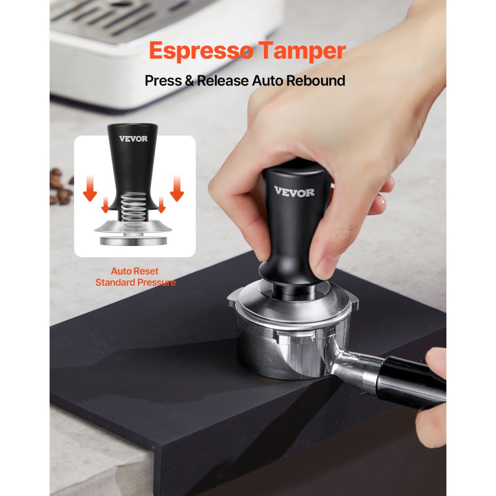 VEVOR Espresso Tamper 51mm, Spring Loaded Coffee Tamper, 30 lbs Tamper Tool Espresso, Stainless Tamper with Non-Slip Grip