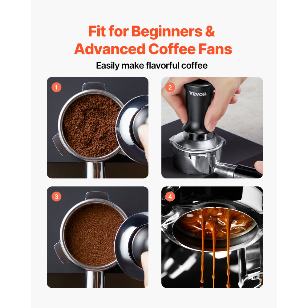 VEVOR Espresso Tamper 51mm, Spring Loaded Coffee Tamper, 30 lbs Tamper Tool Espresso, Stainless Tamper with Non-Slip Grip