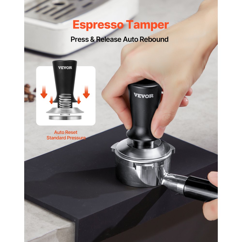 VEVOR Espresso Tamper 58mm, Spring Loaded Coffee Tamper, 30 lbs Tamper Tool Espresso, Stainless Tamper with Non-Slip Grip