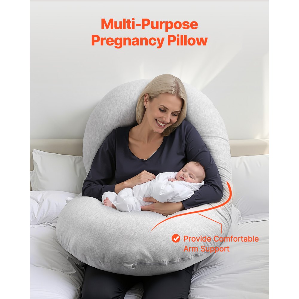 VEVOR Pregnancy Pillow, C-Shaped Full Body Maternity Pillow for Sleeping, Ultra-Soft and Breathable Pregnant Support Pillows with Removable & Washable Cover, Perfect for Back, Belly, Hip, Legs Relief