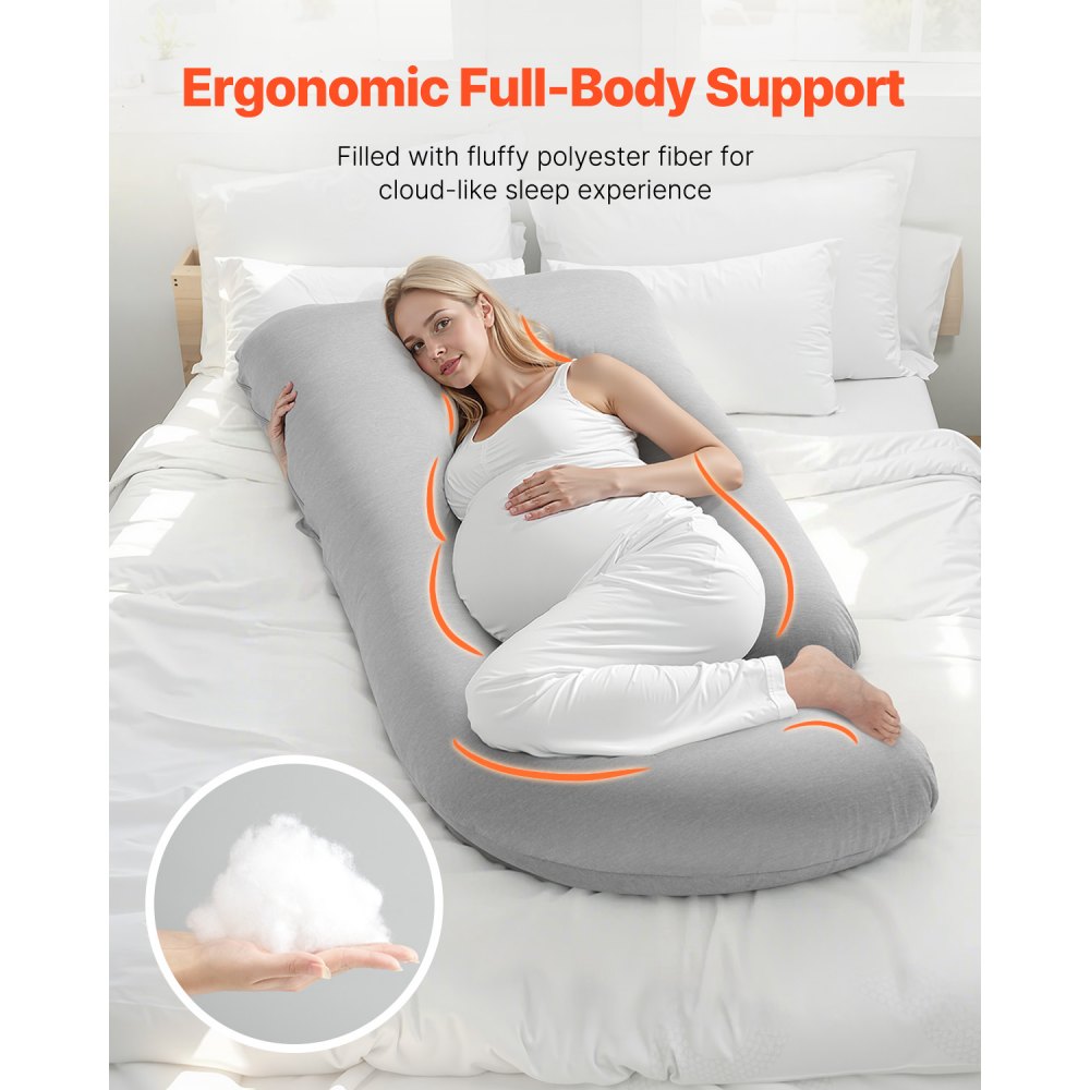 VEVOR Pregnancy Pillow, G-Shaped Maternity Pillow for Sleeping, Full-Body Support Pillow with Removable & Washable Cover, Soft and Breathable Pregnancy Body Pillows for Back, Belly, Hips, Legs Relief