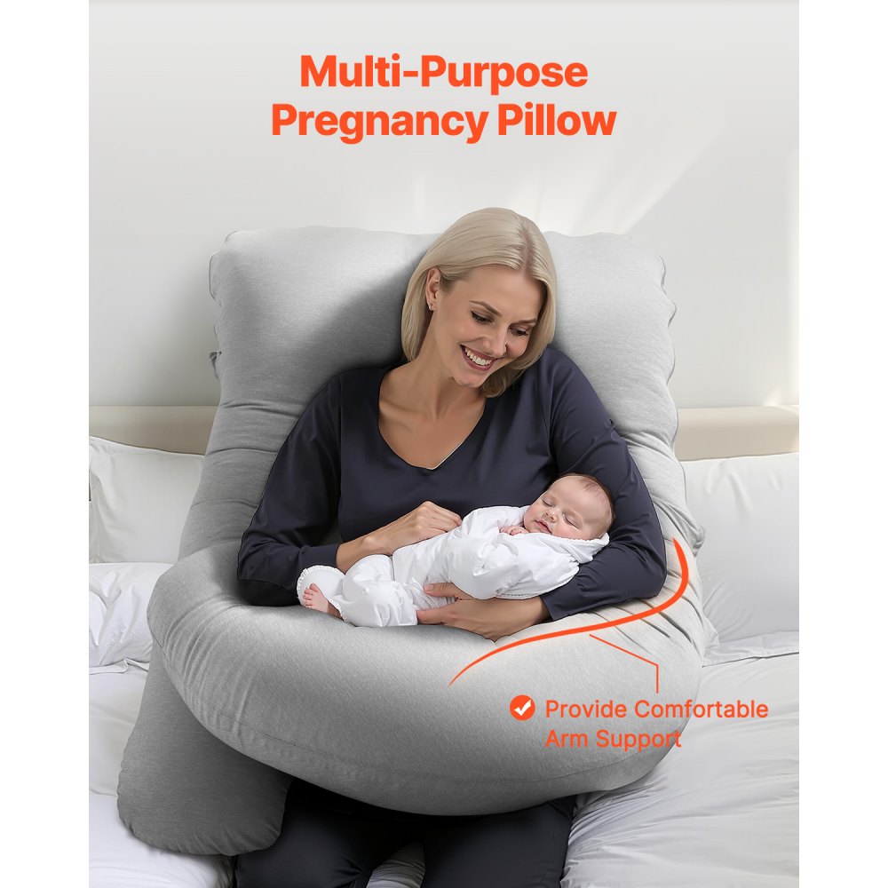 VEVOR Pregnancy Pillow, G-Shaped Maternity Pillow for Sleeping, Full-Body Support Pillow with Removable & Washable Cover, Soft and Breathable Pregnancy Body Pillows for Back, Belly, Hips, Legs Relief