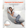 VEVOR Pregnancy Pillows for Side Sleeping, L-Shaped Maternity Pillow for Pregnant Women, Soft & Breathable Pregnancy Body Pillow with Washable Jersey Cover for Head Neck Belly Leg Support, Light Gray