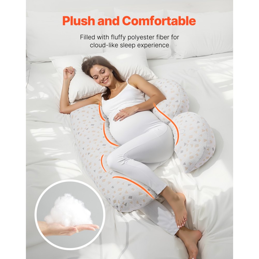 VEVOR Pregnancy Pillows for Sleeping, Adjustable Maternity Pillow for Pregnant Women, Soft Pregnancy Body Pillow with Removable & Washable Cover for Back Belly Hip Support, Lightweight and Portable